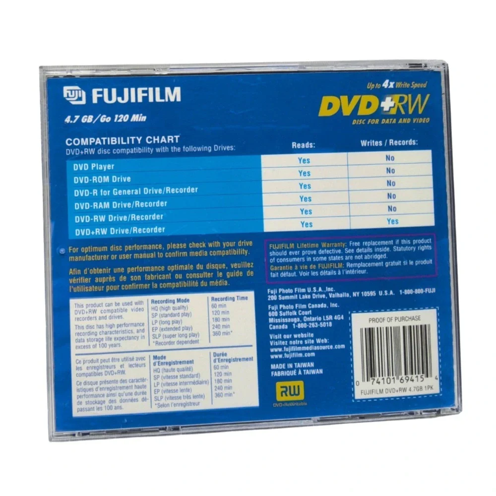 [5x] Fuji Flim DVD Plus Rw 4.78 GB Disk‎ 4x Write Speed For Data Or Video New